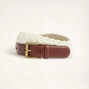 Braided Cotton Leather Tab Belt